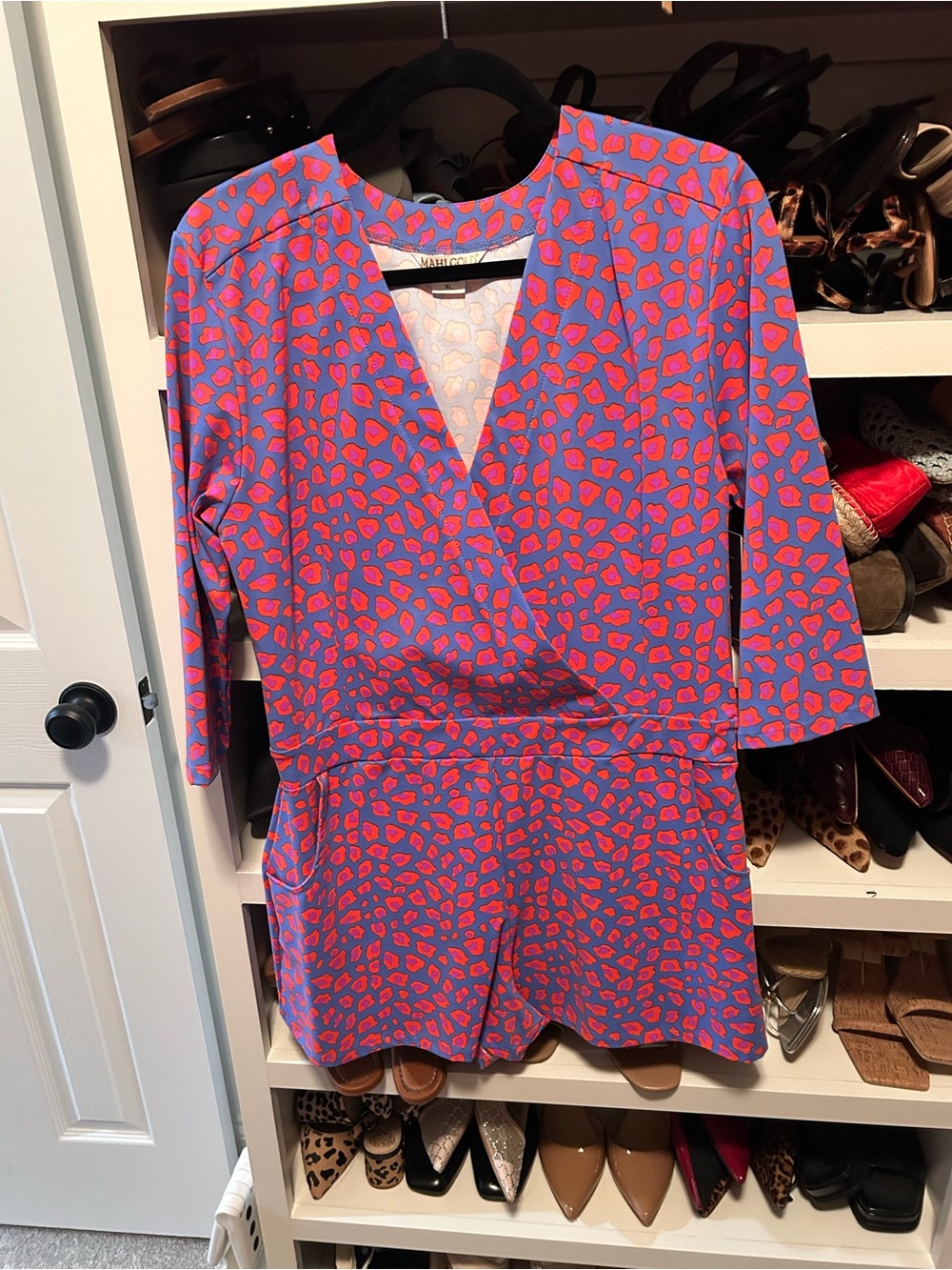 MAHI GOLD Purple and Pink Printed Wrap Romper